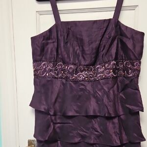 Vintage Prom Or Formal Dark Purple Layered Mini Dress 16W